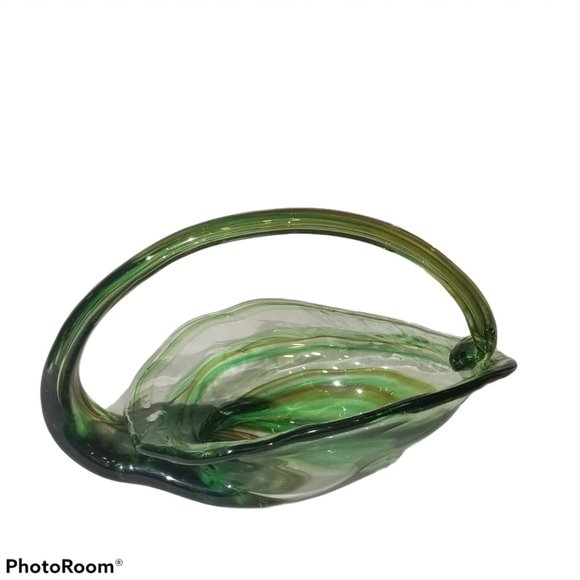 Sooner Glass Centerpiece Bowl Green & Clear Glass - Picture 2 of 4